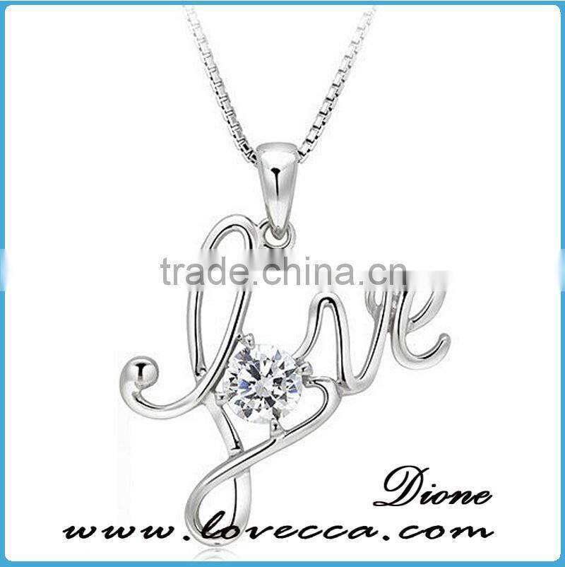 New arrival antique fashion love gift jewelry crystal 925 silver pendant for sale