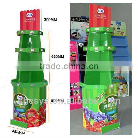 AEP 2013 new style heavy duty floor paper display stand for beverage promotion