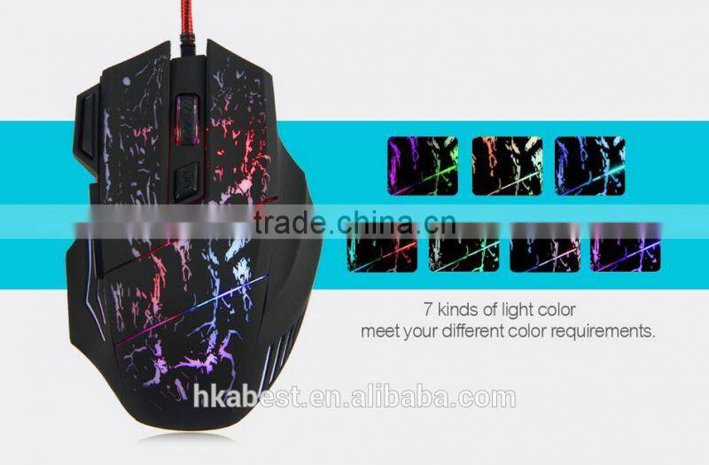 LED Lighting DPI 3D 7 Buttons Computer Notebook Gaming USB Wire Game Mouse