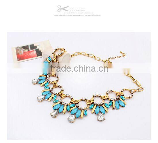 Blue Green Pink Vintage Choker Collar Pendant Statement Necklace Women Necklaces & Pendants Fashion Necklaces for Women 2014