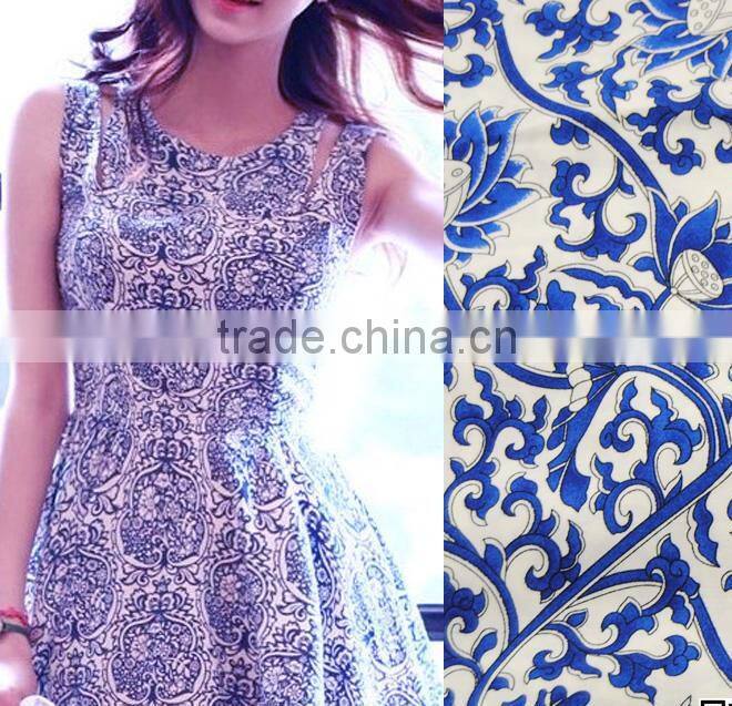 beautiful dress fabric 100% printed spun rayon fabric for women dress
