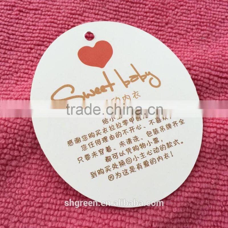 Die cut UV embossing hangtag for baby clothing