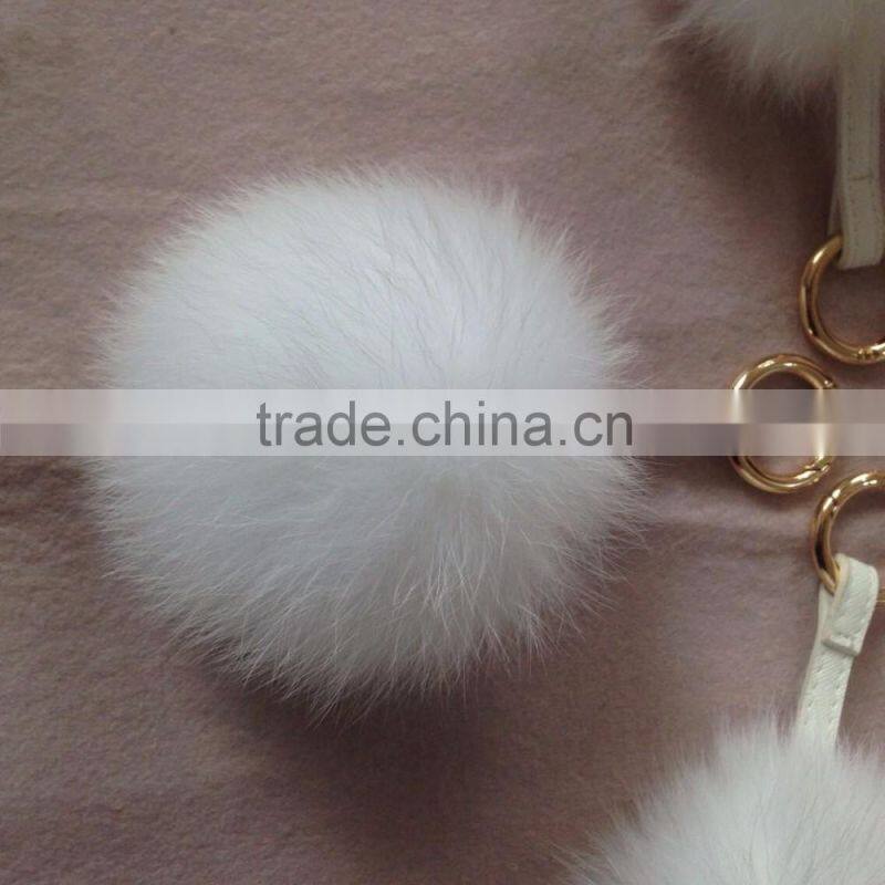 10CM fluffy fox fur pom pom ball keychain