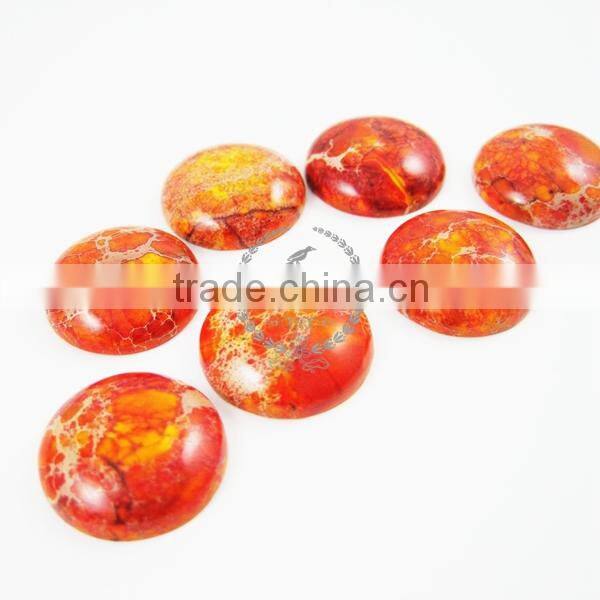 20mm round orange imperial jasper cabochon beads,gemstone pendant cabochon stone beads set 4110016