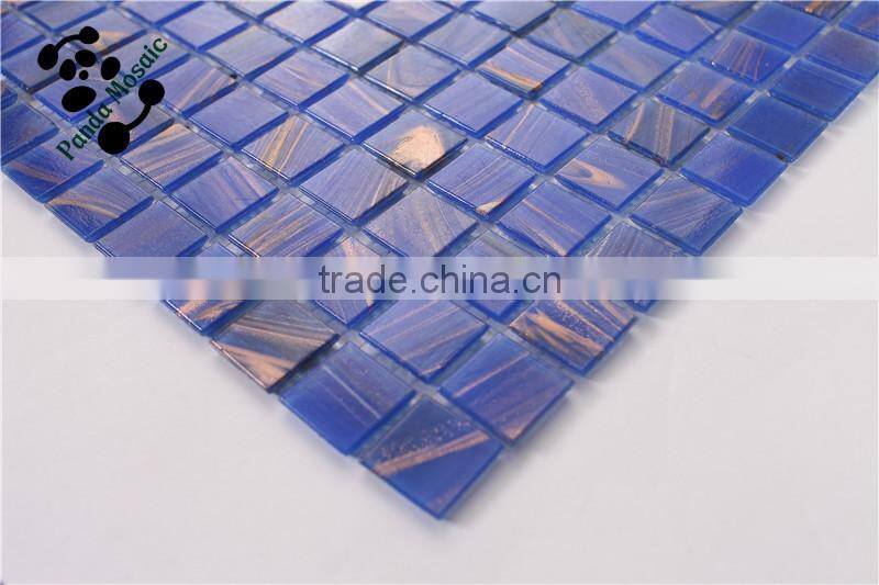 MB SMH01 Golden Line Blue Tile Design Cheap Mosaic Wall Tile Blue Mosaic Bathroom Tile China Glass Mosaic