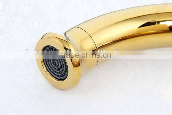 2014 New Design golden faucet, Luxury hotel special titanium golden faucets, golden basin faucet