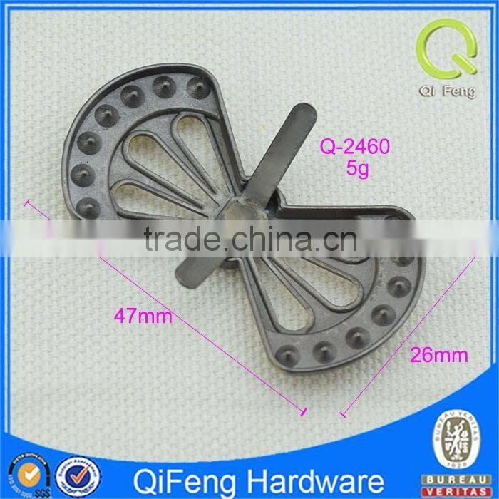 Q-2460 rectangle metal logo tag rhinestone fashion bownot shape design