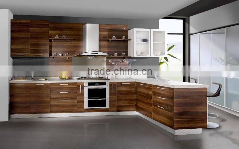 Morden MDF with high glossy white kitchen cabinet for home or hotel furniture manufacturing