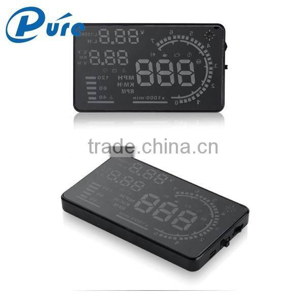 2016 A8 hud new design 5.5" car hud head up display overspeed wanring speedometer support OBDII protocol