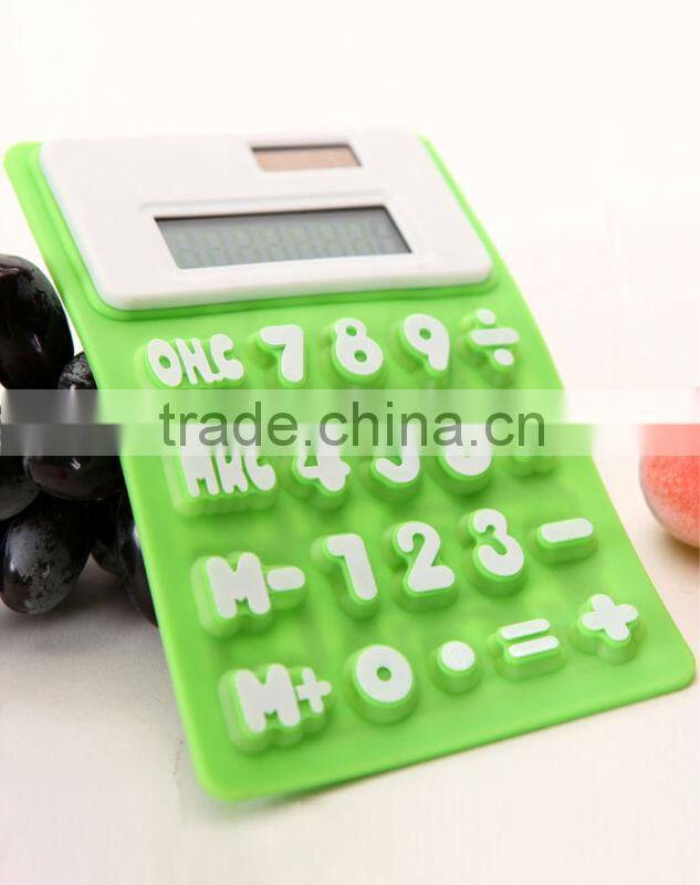 office&business promotional gifts silica gel 8 Digits waterproof Solar flexible Silicone soft rubber calculator