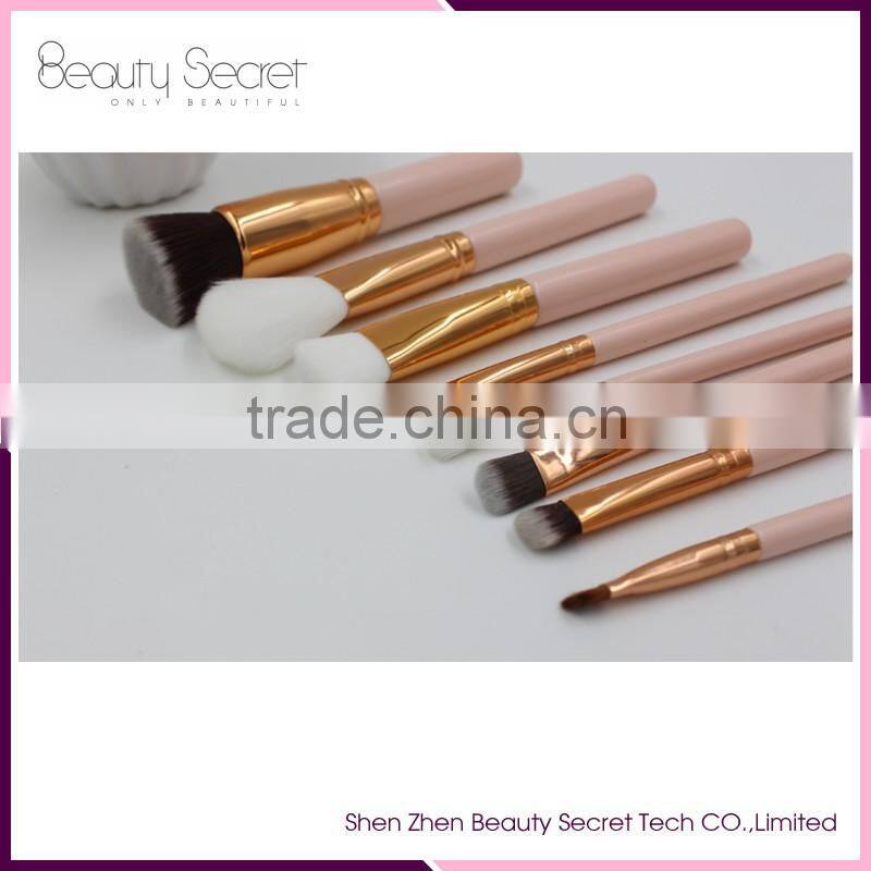 Custom made makeup brushes professional pink mini travel makeup brush set 8pcs