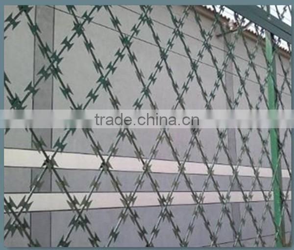 China metal enclosure grills high security square hole razor mesh panels road field fence wire dividers with sharp razor