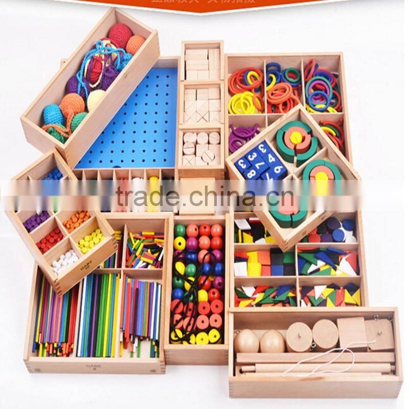 Kids wooden educational toy Froebel set with 15 types teaching AIDS