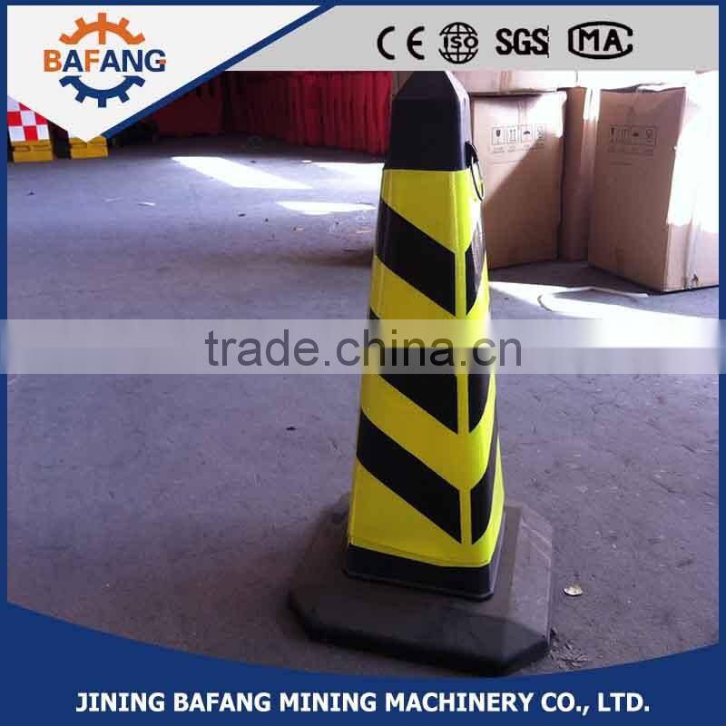 The colored traffic cones of rubber base road cone used for traffic road protection
