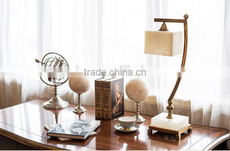 Square shape pendant design imported white jade body metal matching living room table lamp