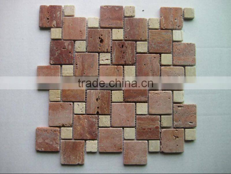 Cheap travertine marble mosaic tile design for wholesale