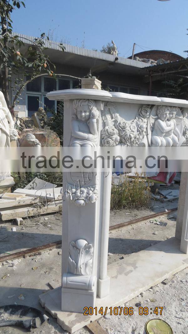 White Marble Fireplace Surround with Angel Statue
