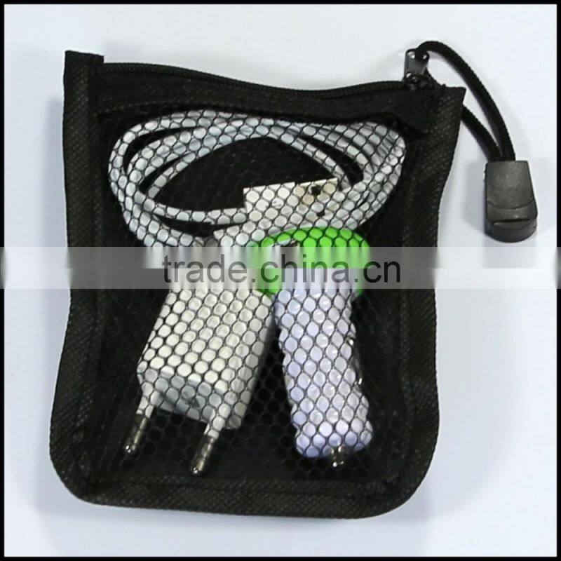 wholesale promotion gift Small Polyester Pouch earphone cable and Jewelry Organizer pouch
