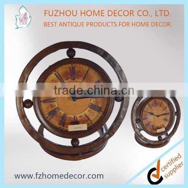 Wooden mechanical table desk clock made by hand