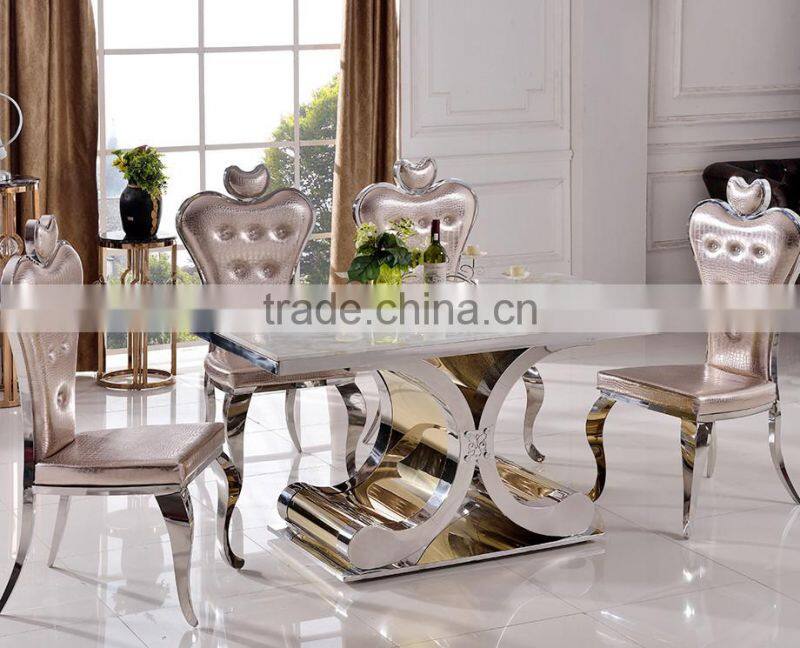 TH394 Stainless Steel Marble Top Dining Table Best Price Dining Table