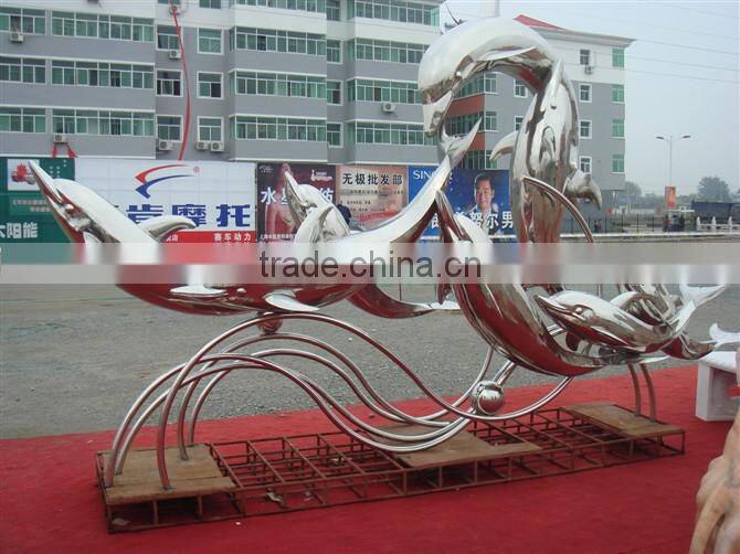 Stainless Steel Dolphin Statue Sculpture For Garden Public Use