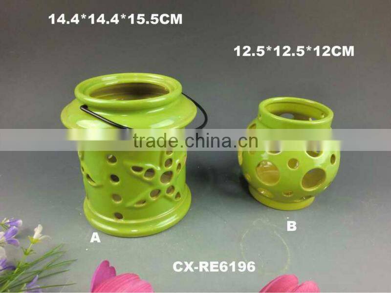 ceramic Decor Lantern porcelain reactive glazed bisque dolomite