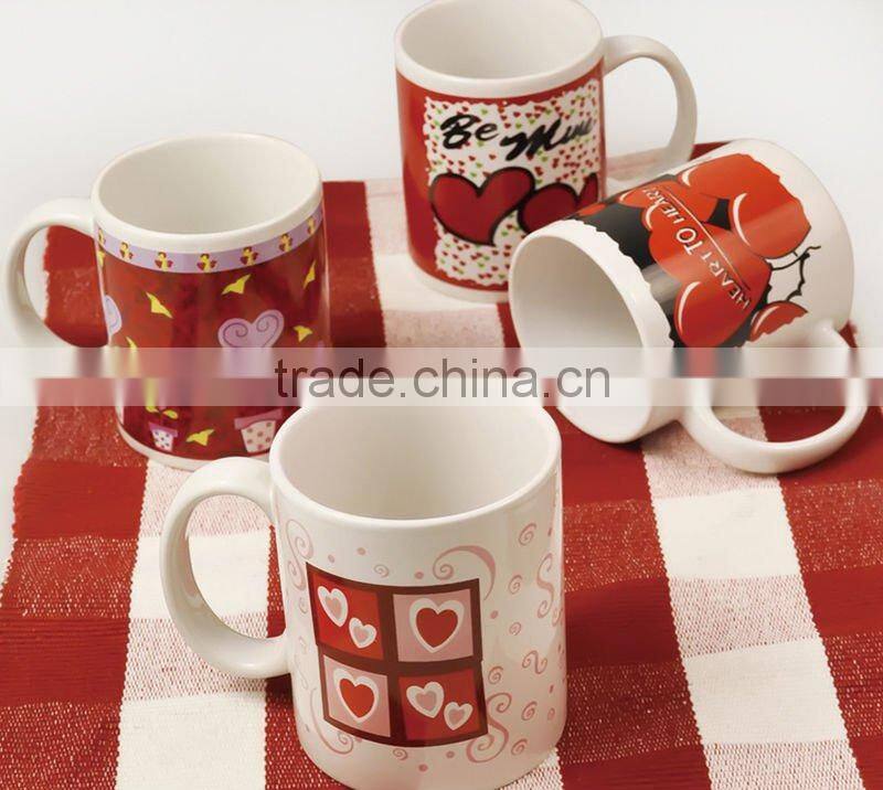 Set of 3 porcelain tea cup set with decal printing