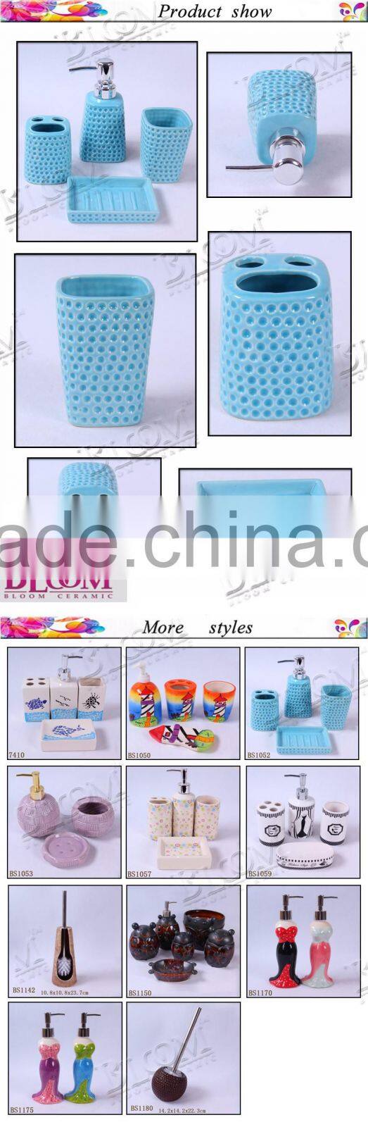 Simple design 4 pcs ceramic hotel bathroom set