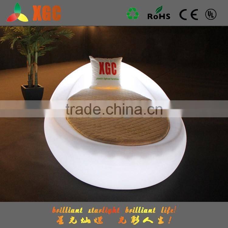 Modern Led Lighting Leather Bed/Luxury bedroom set LED light round shape bed