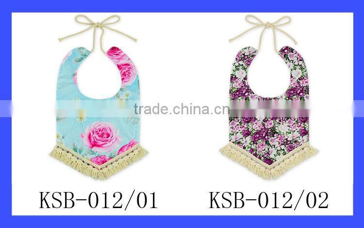 newborn baby tassel reversible Boho drool bib