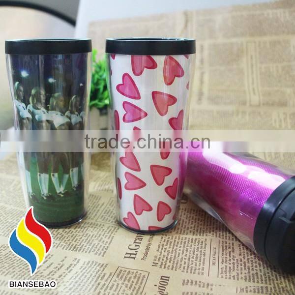 with sealed DIY paper insert Promotion Plastic Coffee Travel Mug