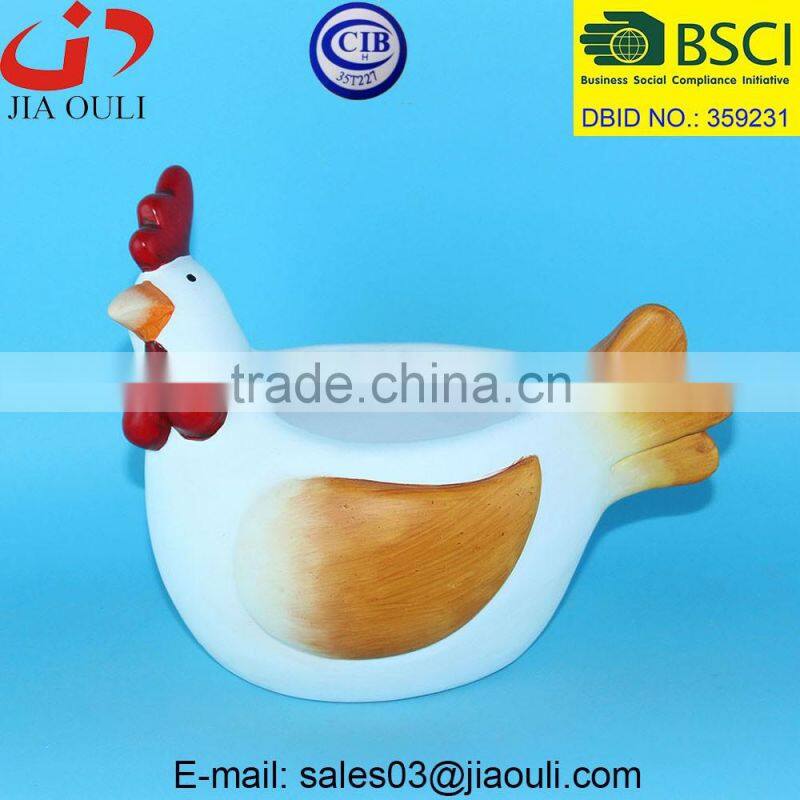 BSCI Audit Factory decorative ceramic chicken antique white ceramic rooster