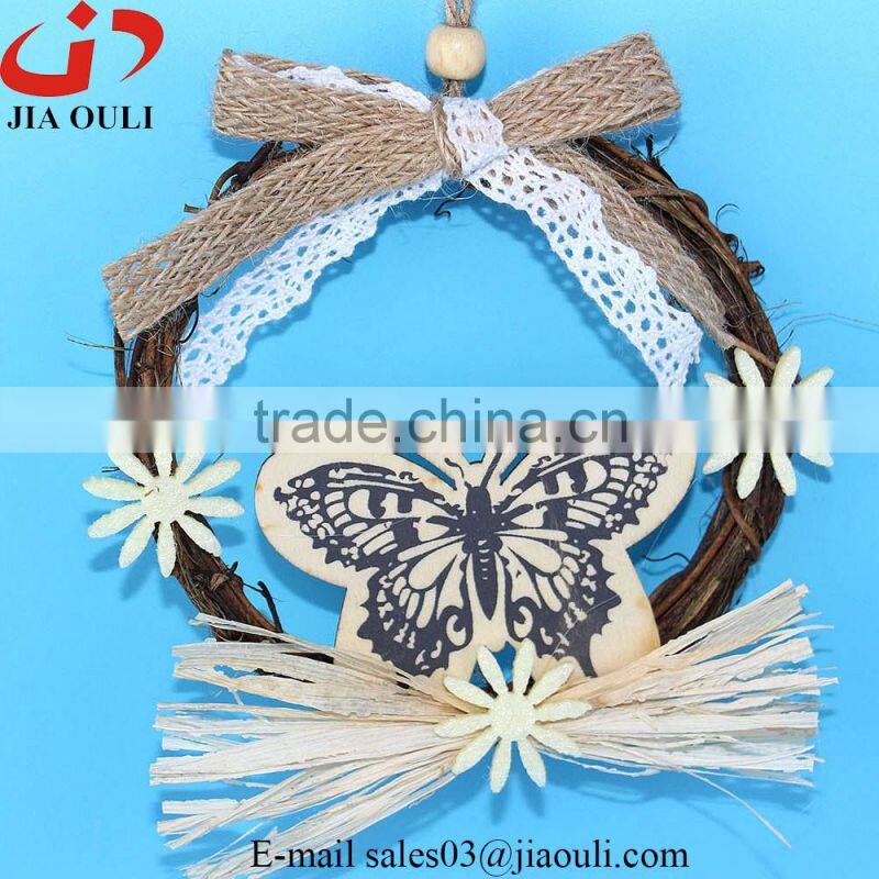 Cheap easter decorations hanger butterfly rattan wreath