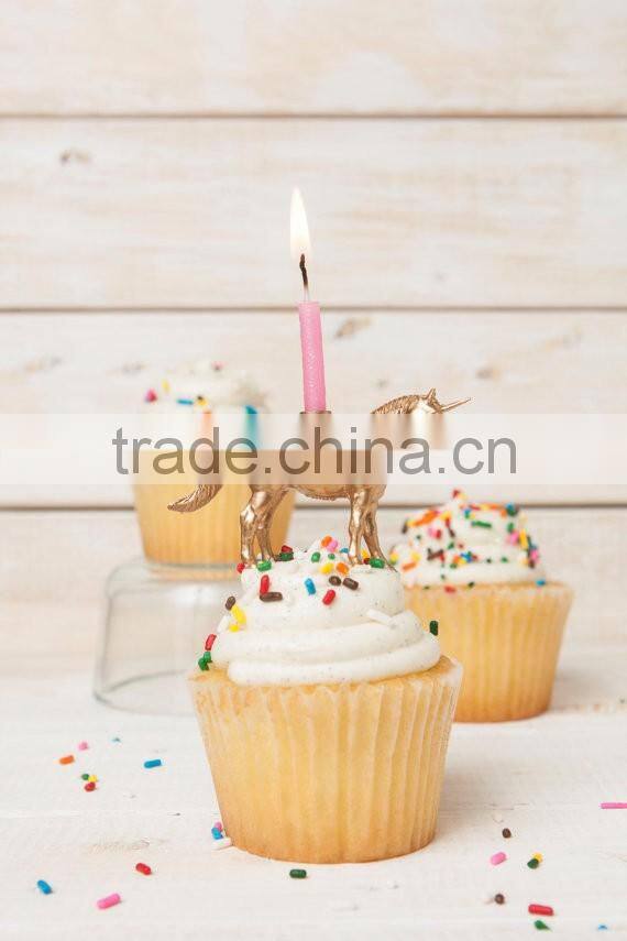 Gold Unicorn Candle Holder Kids Cute Party Decor
