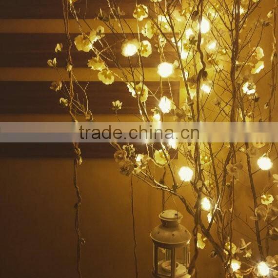 White Rose Flower Garland Fairy and String Lights Wedding Decor