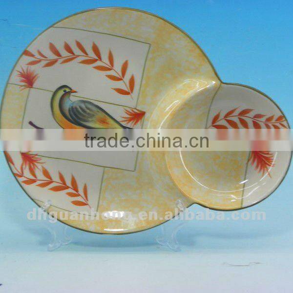 USA round colorful ceramic plate for dessert porcelain plate