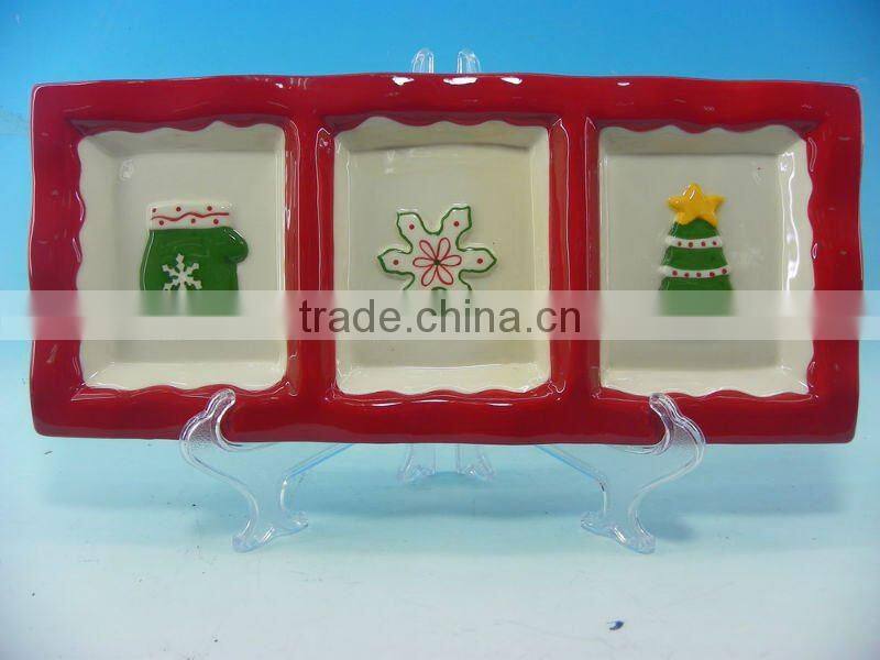 Rectangle Christmas Ceramic divided plate