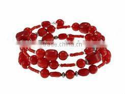 7" adjustable 7mm red round coral custom wholesale friendship bracelets
