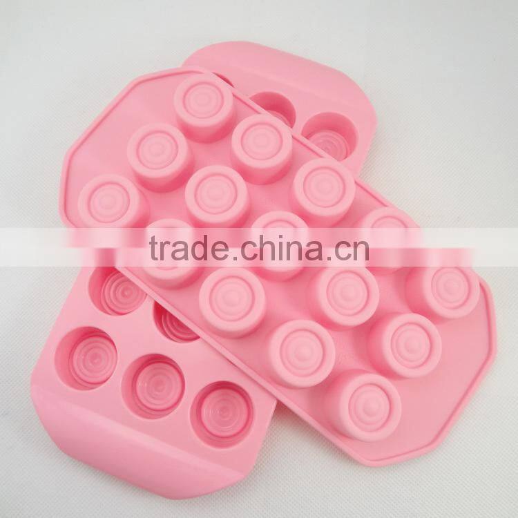 cute 15 cup round chocolate shape silicone ice and cake use cube tray