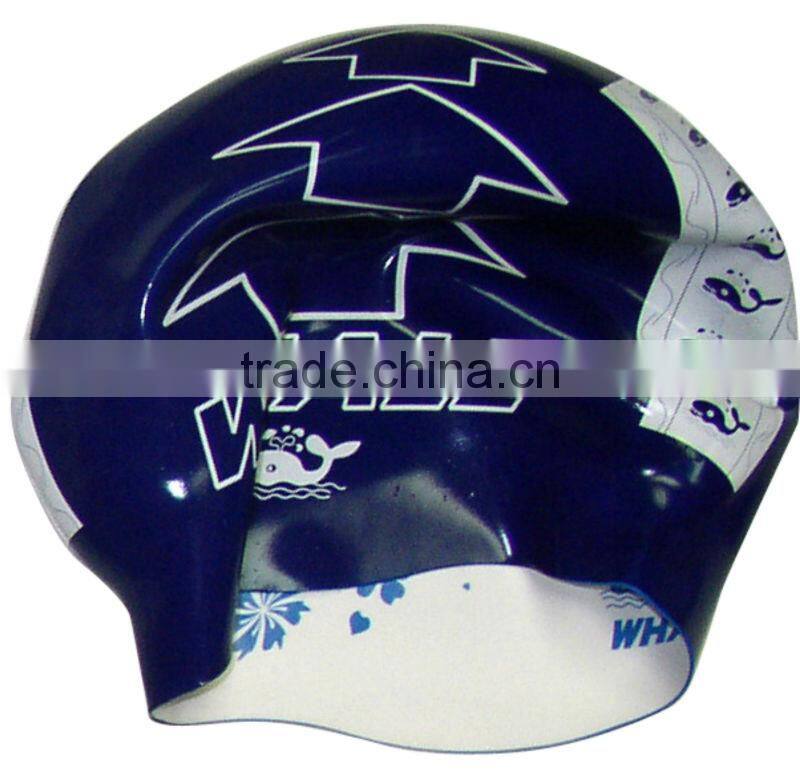 High quality waterproof custom logo printed silicone swimming cap and swim hat