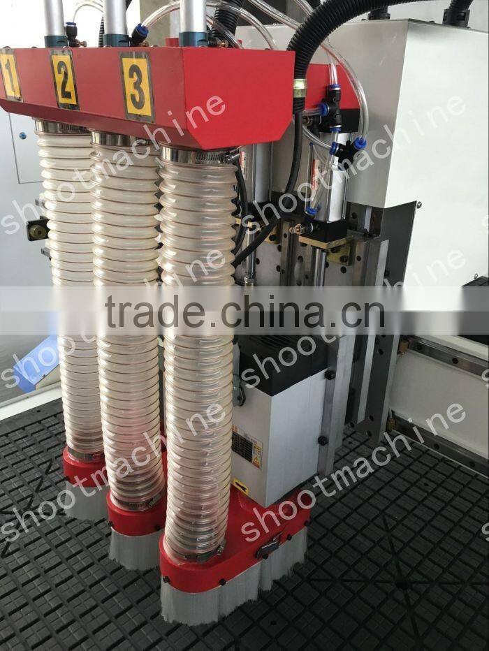 CNC Router Three-head Machine SH1325TS with Travelling area 1260x2500mm and Working area 1240x2480mm and Table size 1300x2500mm