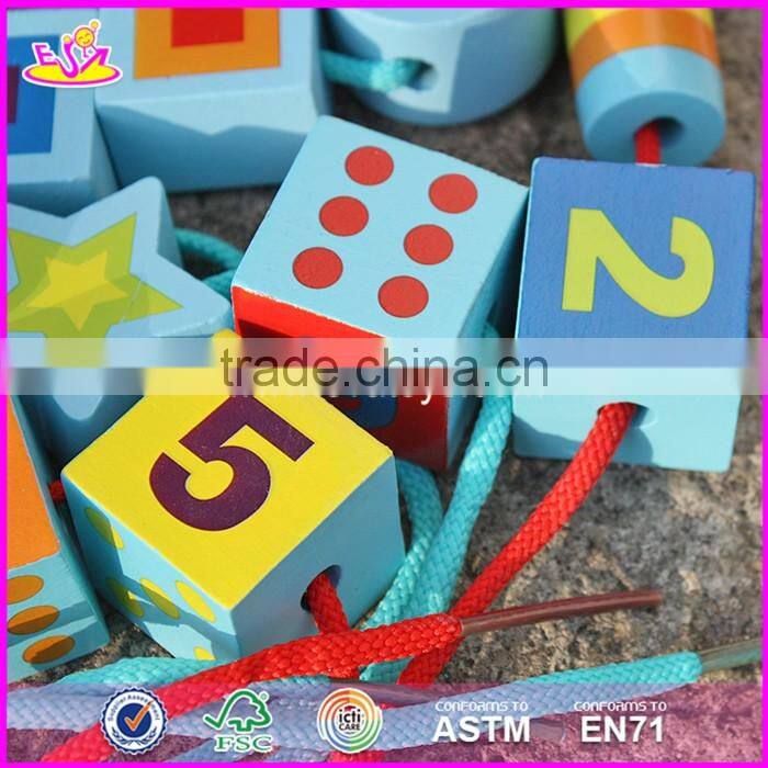 2017 New design toddlers educational wooden lacing toys W11E065