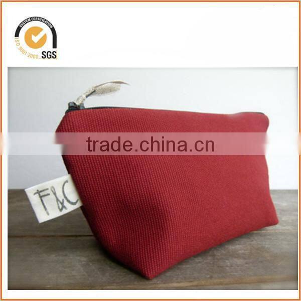 NEW canvas zippered pouch - neon accent & pin dot lining