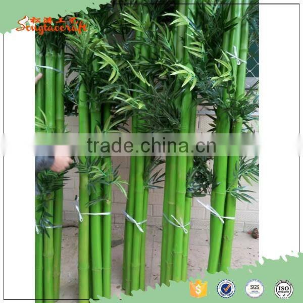 high quality 6cm outdoor new green Chinese plastic leave artificial bamboo poles plants