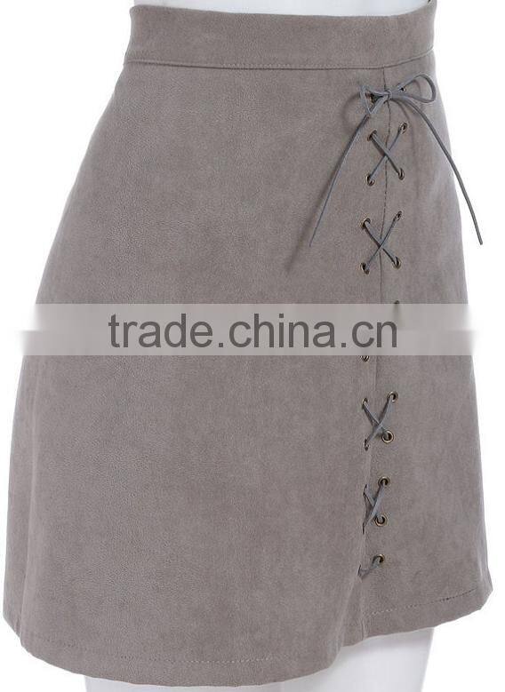 Newest Women's High Street Fashion Designe Sexy Grey Bandage Skirt