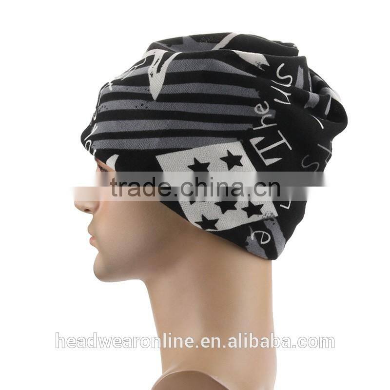 Printed Plush Winter Skull Beanie Hat For Man