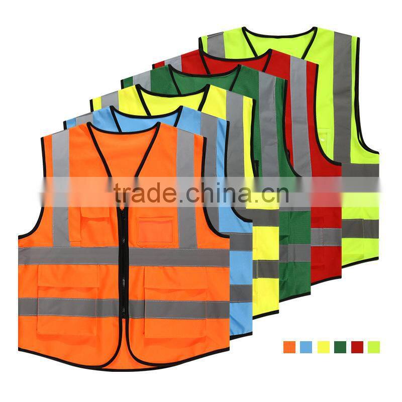 high visible custom color reflective safety vest with pocket night road work