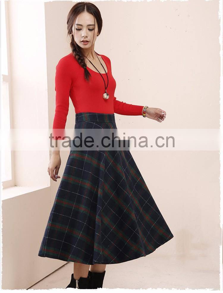 2016 Fashionable pictures ladies school uniform plaid a-line skirts
