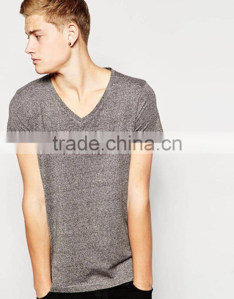 2016 high quality colored cotton blank v-neck t-shirt for man