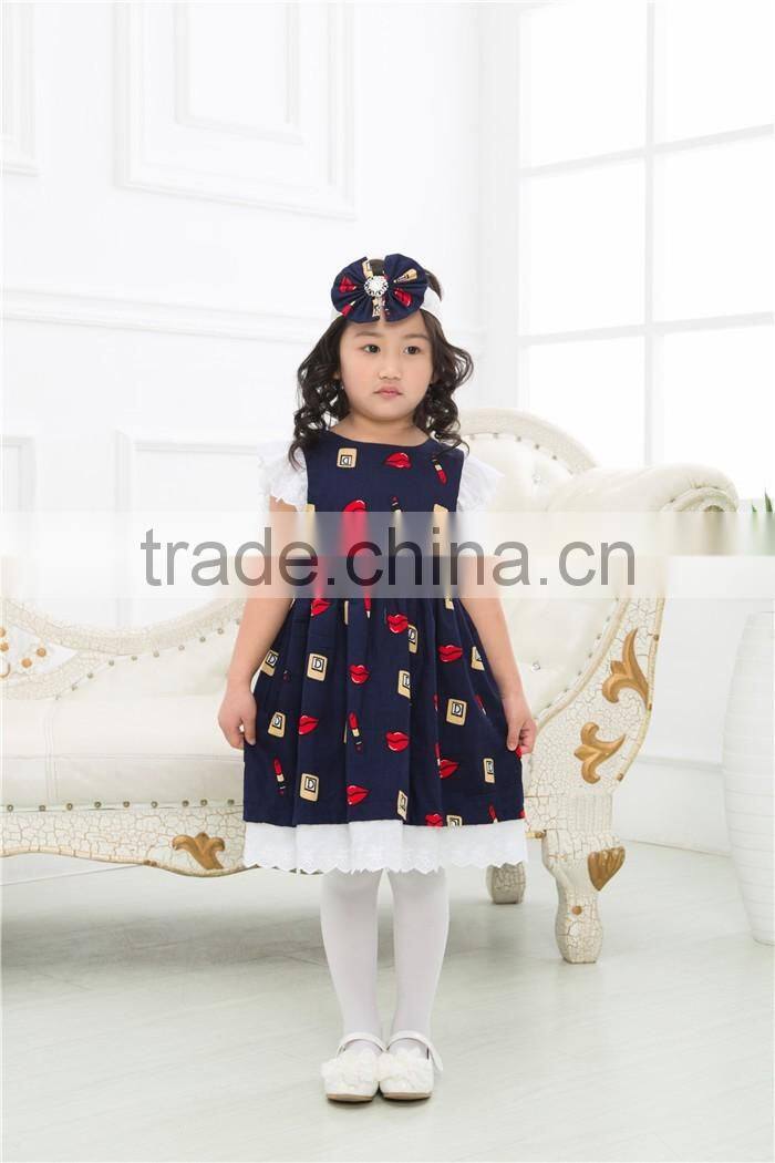 Boutique baby clothing summer new design flower girl dress baby girl fashion dress with headband